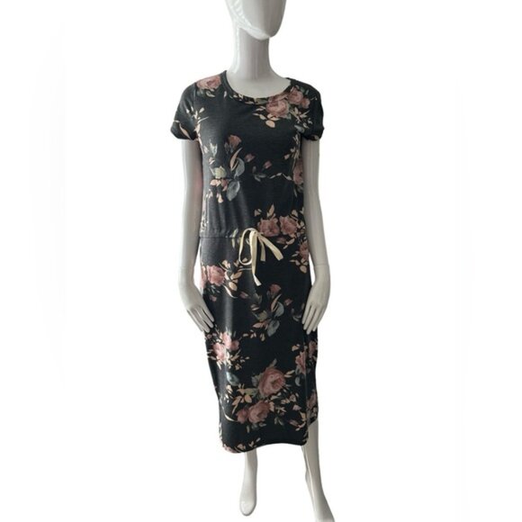 7th Ray Black Floral Midi Dress - Picture 9 of 11